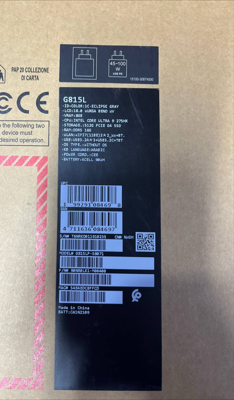 TJM ASUS ROG Strix G18 G815LP-S8071, Intel Core Ultra 9-275HX, RAM 16GB, SSD 512GB, NVIDIA Geforce RTX 5070 8GB, 18.0 inch WUXGA 144Hz, Eclipse Gray