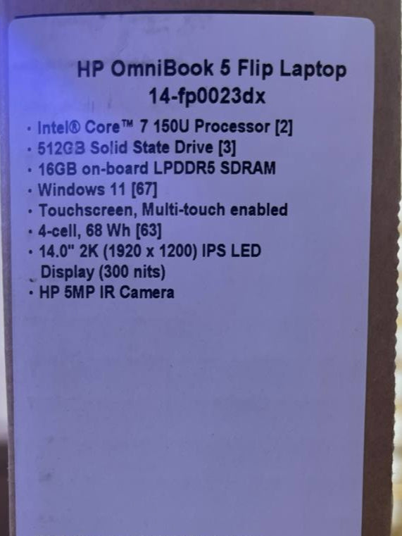 TJM HP OmniBook 5 Flip 14-FP0023DX, Intel Core 7-150U, RAM 16GB, SSD 512GB, Intel Arc 140V, 14.0 Inch WUXGA FHD+ IPS Touch, Silver